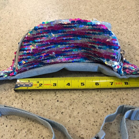 Justice Denim Flip Sequin Belt Bag Unicorn - Picture 12 of 14